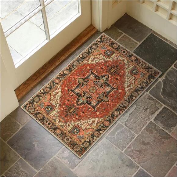 Washable Indoor Door mat, Non Slip Retro Entryway Rug 20" x 32" Doormat - Picture 1 of 6